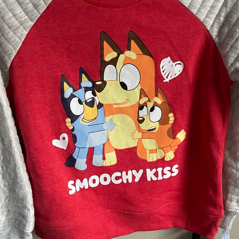 Bluey smoochy kiss toddler sweater size 4t NWT